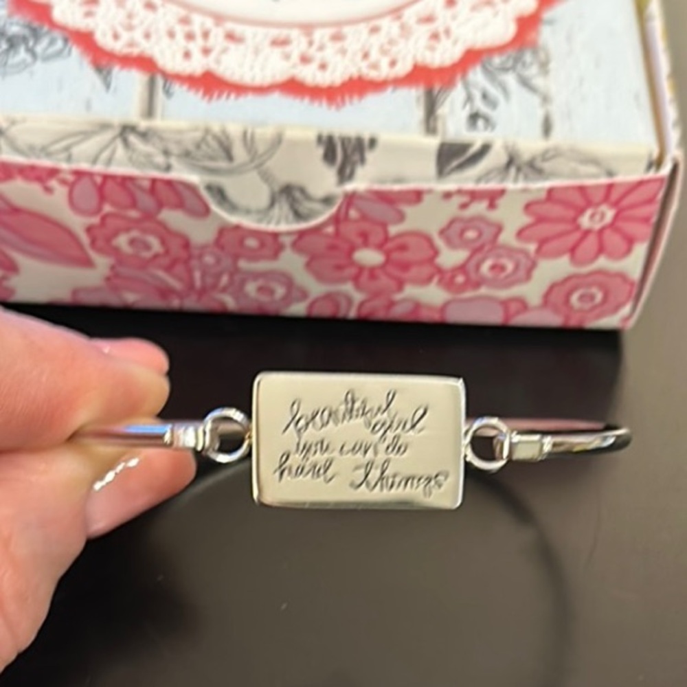 Plunder Silver Bracelet engraved-“Beautiful Girl You can do hard things” verse.